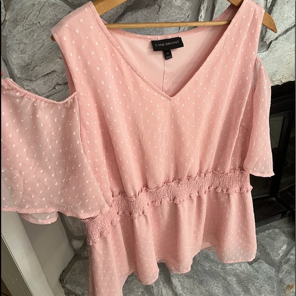 Blush Pink Cold Shoulder Peplum Blouse - Picture 1 of 4